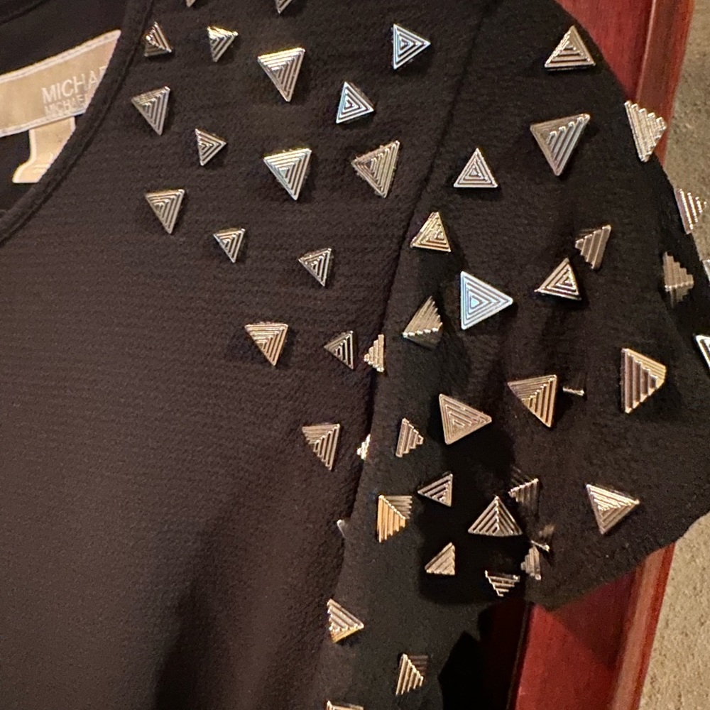MICHAEL Michael Kors Black Embellished Short Sleeve Dress